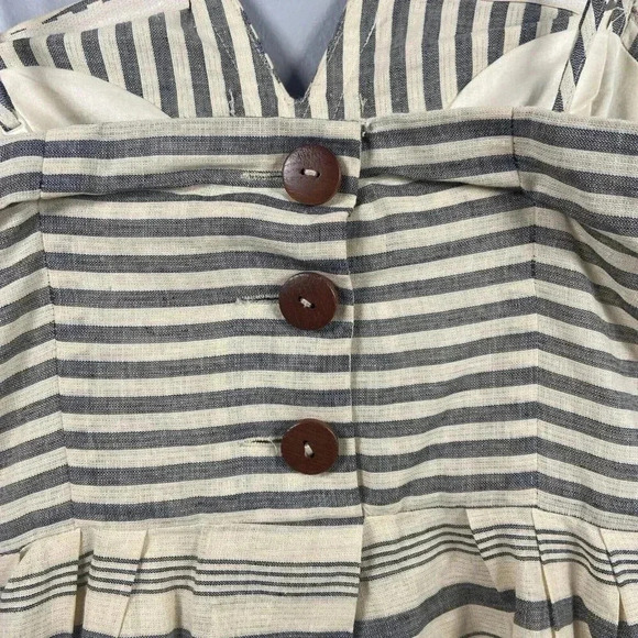 Anthropologie Maeve Changing Stripes Dress Beige Yellow Black Green Size 2 - Picture 7 of 15